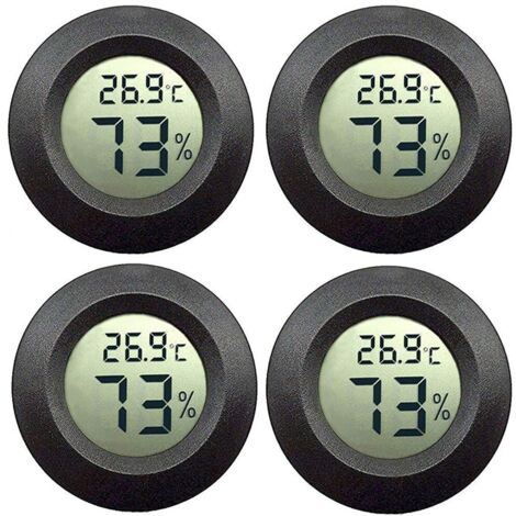 Ensemble thermomètre et hygromètre d'ambiance 4 pièces, portable, noir