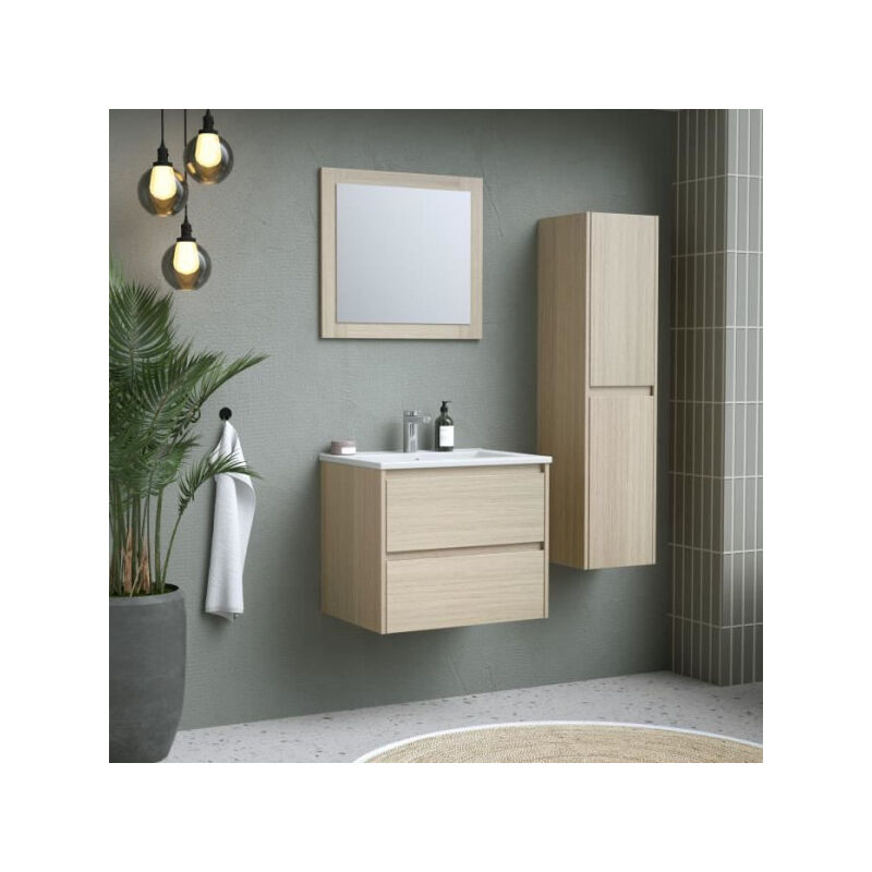 Ensemble TIMBER, set de salle de bain 60, vanity+vasque+miroir & colonne
