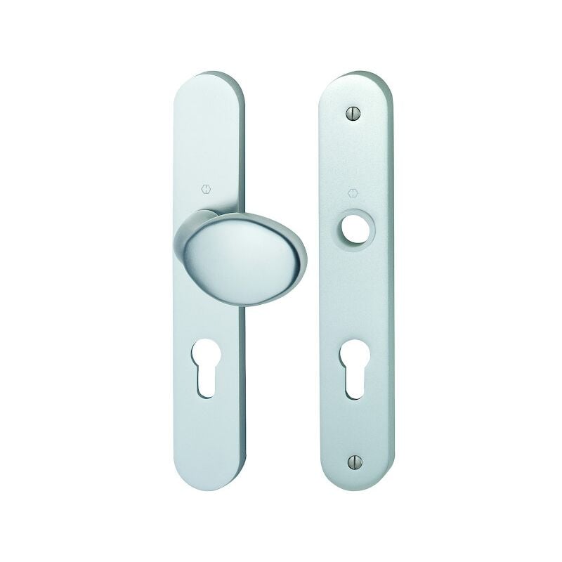 Hoppe - Ensemble plaque 76G/300M/300FEA70 sur grande plaque - Argent - Fonction : palière clé i sans béquille - Épaisseur de porte : 40 mm - Section