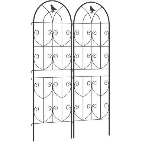 Ensemble treillis métallique 2 coller acier inoxydable aide grimper oiseau plantes grimpantes 50x150 cm noir