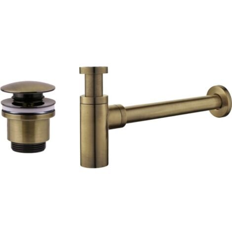 TECOM Ensemble vidage et siphon bronze antique modèle rond Damast KITSCA3 Bronze