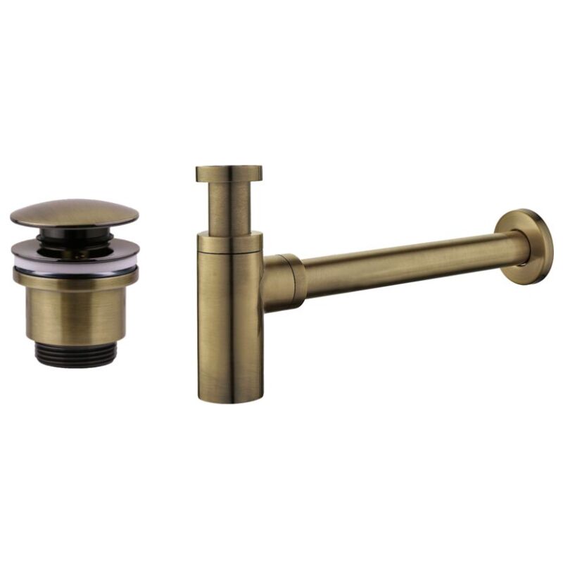 Tecom - Ensemble vidage et siphon bronze antique modèle rond Damast KITSCA3 Bronze