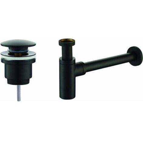 Ensemble vidage et siphon noir mat PIRALLA KITSCA1 - Modèle rond - Noir mat