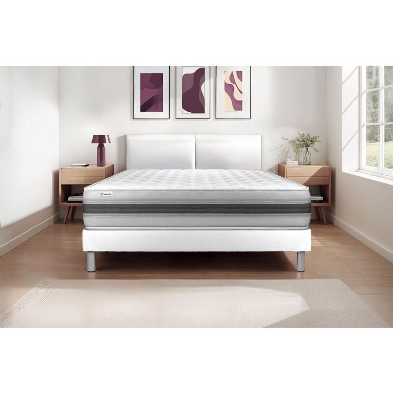 Ensemble matelas sommier vitalmemo back 140 x 200 - Couleur: Blanc