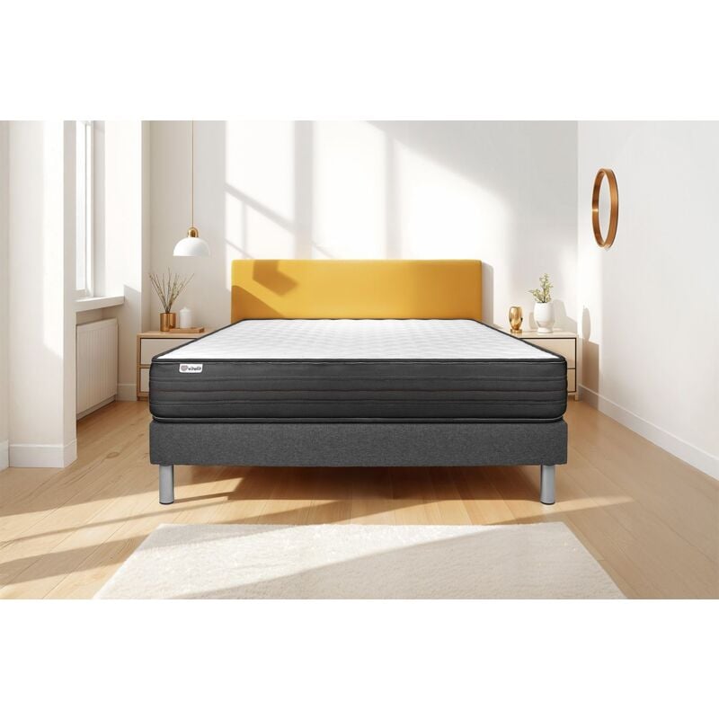 Ensemble matelas sommier VITALPOWER 140 x 190 - Couleur: Gris