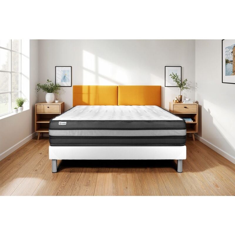 Ensemble matelas sommier VITAL POWER ZEN 140 x 190 - Couleur: Blanc