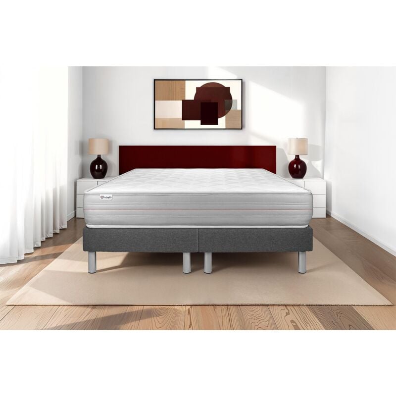 Vitalit - Ensemble matelas sommier vitalmemo 2x80 x 200 - Couleur: Gris