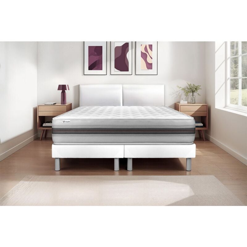 Vitalit - Ensemble matelas sommier vitalmemo back 2x80 x 200 - Couleur: Blanc