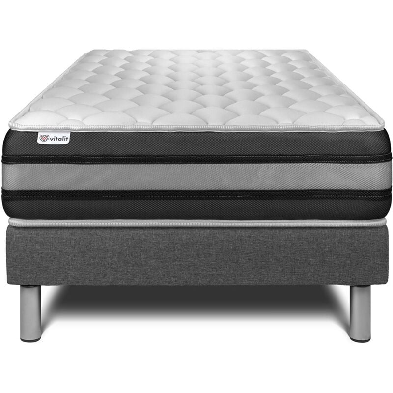 Vitalit - Ensemble matelas sommier vitalspring zen 90 x 200 - Couleur: Gris