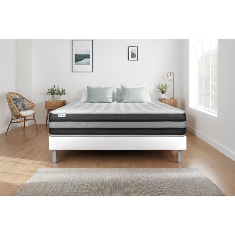 Vitalit - Ensemble matelas sommier vitalspring zen 160 x 200 - Couleur: Blanc