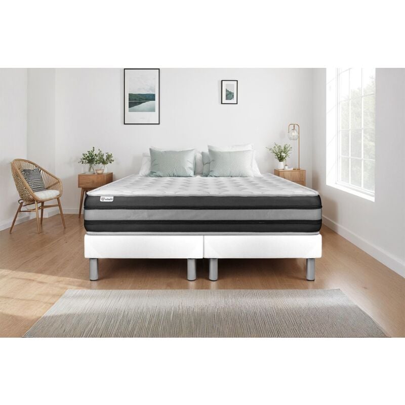 Ensemble matelas sommier vitalspring zen 2x100 x 200 - Couleur: Blanc
