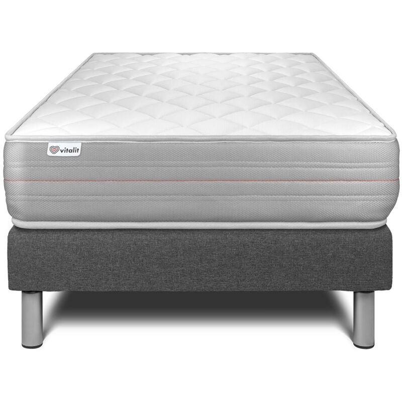 Vitalit - Ensemble matelas sommier vitalmemo 90 x 200 - Couleur: Gris