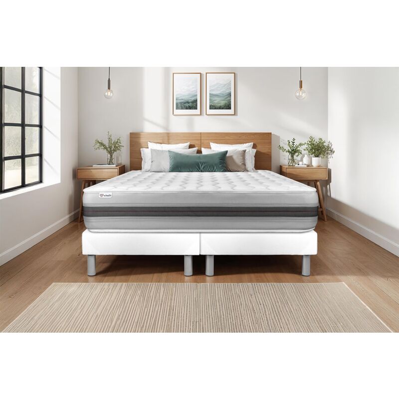 Ensemble matelas sommier vitalspring recover 2x90 x 200 - Couleur: Blanc