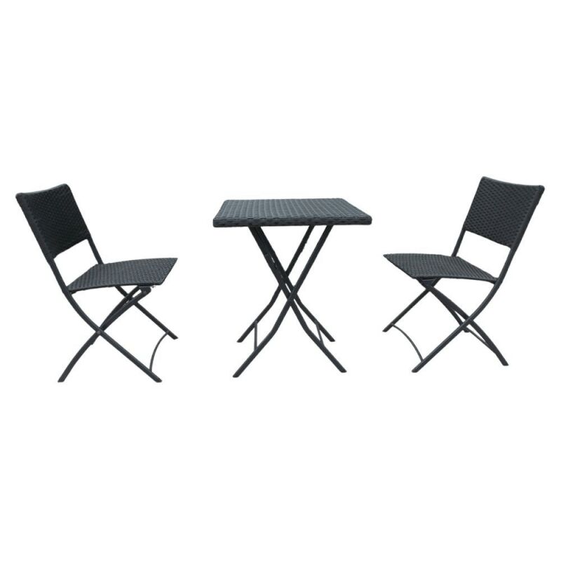 Webmarketpoint - Ensemble WRB015 table et chaises pliantes en rotin noir