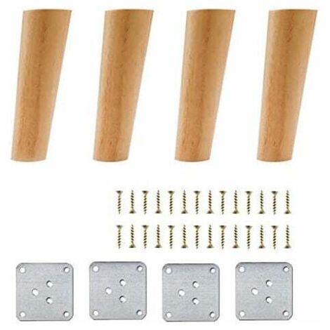 ensemble4Un pied de meuble en bois15Pieds de canapé et de table basse remplaçables, d'une longueur de quelques centimètres, convenant aux lits, armoires et meubles, avec accessoires.