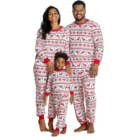 Ensembles assortis de pyjamas de Noël pour la famille Ensemble de vêtements de nuit à motifs de rennes et de flocons de neige Ensemble de pyjamas de Noël pour couples et enfants