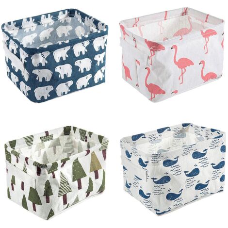 Ensembles de 4 Paniers de Rangement en Tissu Petite Boite de Rangement Pliable Organisateur Cube de Rangement pour étagères et Bureau ou Maquillage