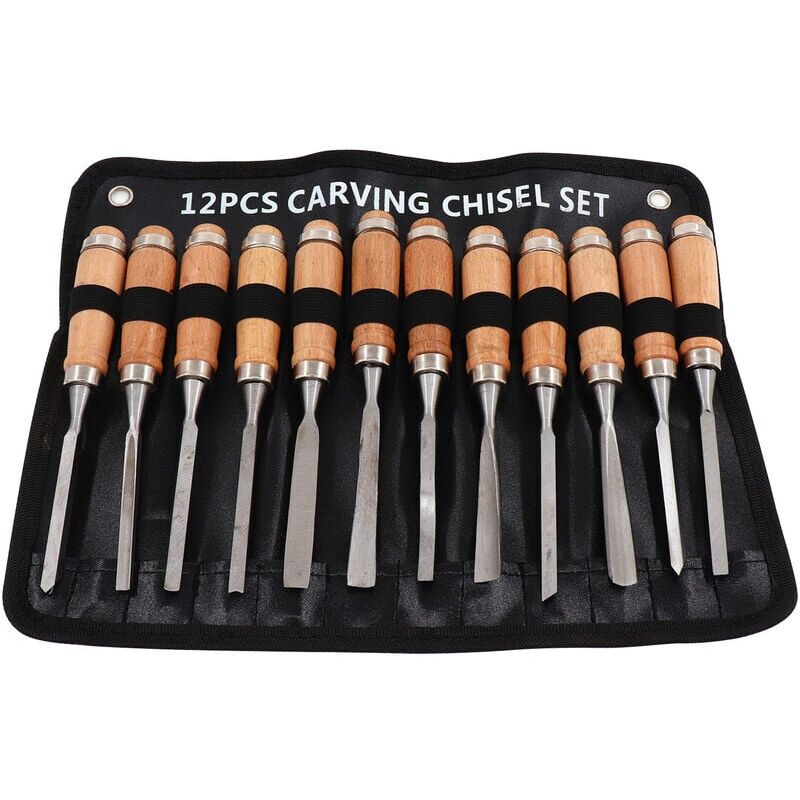 Lucky-88 - Ensembles De Ciseaux a Bois Avec Etuis Ciseau De Sculpture Sur Bois Professionnel Charpentier Sculpture Plus Ferme, 12 Pieces