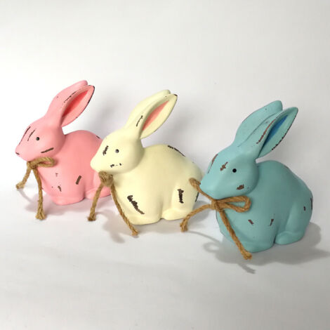 ensembles de décorations lapin, figurines de jardin lapin chics, en bois