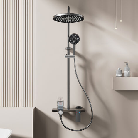 Ensembles de douche pour salle de bain mural baignoire à poignée unique Kit de douche de pluie en laiton robinet ensemble de douche gris