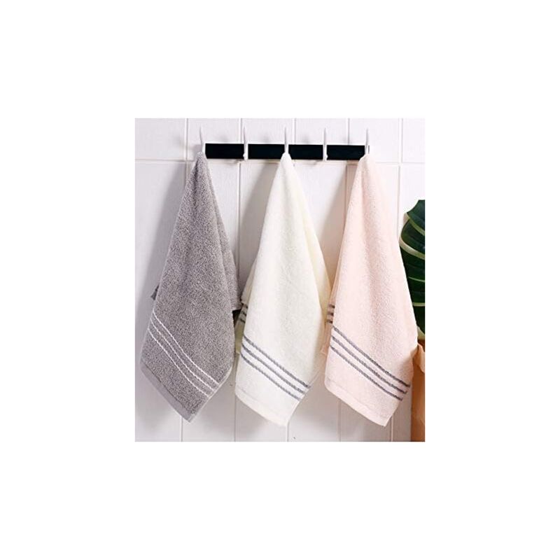 Linghhang - Ensembles de serviettes 3 essuie-mains serviettes de bain 34x74 cm serviettes en coton lingettes roses, blanches et grises serviettes