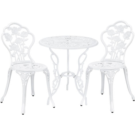 Ensembles extérieurs avec table et 2 chaises conception romantique classique de différentes couleurs taille : Blanc
