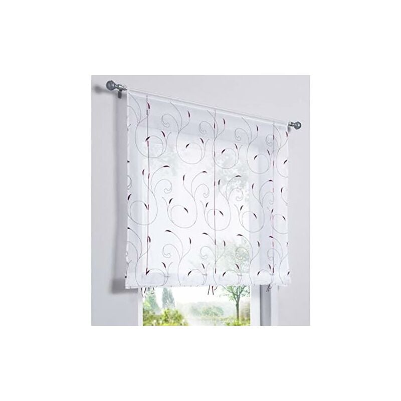 1 Pièce Rideau de Fenêtre Broderie Floral Raffrollo Haut Qualité Voile Décoration de la Chambre Salle de Bain Balcon(Violet,100x120cm)-Ensoleillé