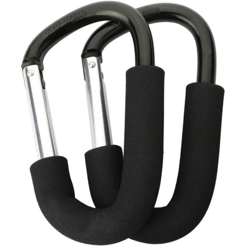 Ensoleille - 2 Pièces Crochet pour Poussette, Universelles Crochets pour Bébé, Poussette Mousqueton Crochets de Grande Taille, Momie Clip