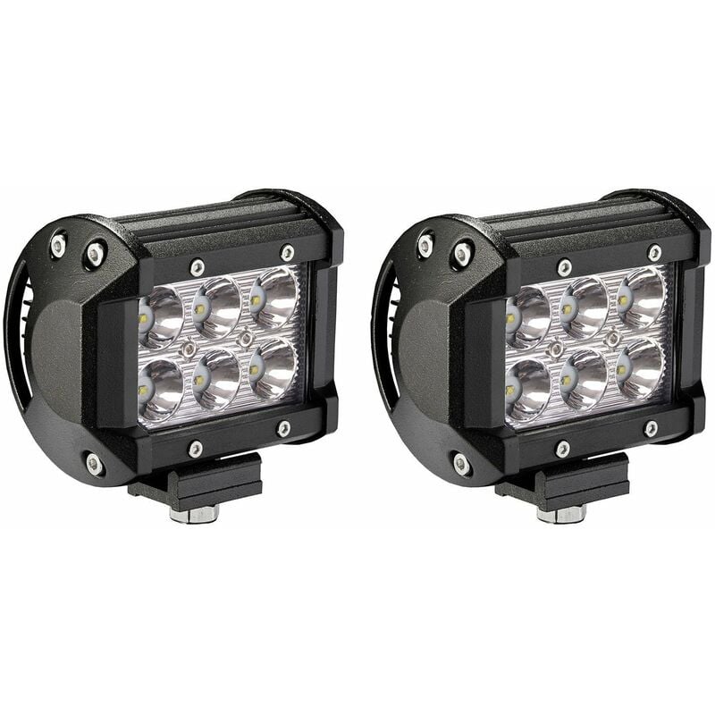 2 x 18W led Lampes de Travail 1800 Lumens Projecteur Blanc 12V 24V Réflecteur d'inondation Lampe de Travail Lampe de Travail