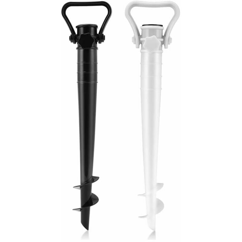Ensoleille - 2PCS Support de Parasol pour Plage Sable ou Terre Pieds de Parasols,Pieds de Parasol de Plage à hélice à Visser dans Le Sable