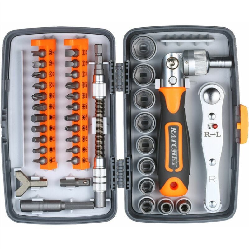 Ensoleille - 38pcs jeu de tournevis à douille de voiture clé à cliquet