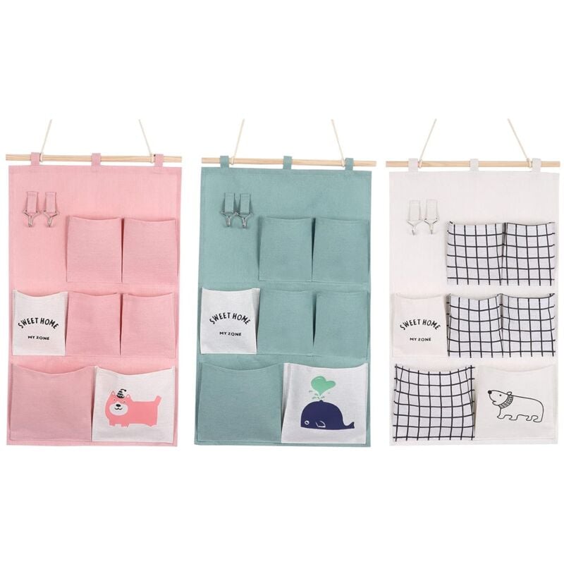 3pcs organisateur suspendu porte organisateur mural sac à ustensiles sac de rangement suspendu, 7 compartiments organisateur mural suspendu