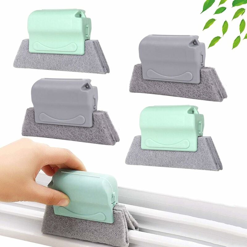 Ensoleille - 4 pièces brosse de nettoyage de rainure de fenêtre créative, brosse de nettoyage de fenêtre magique nettoyant tous les coins et les