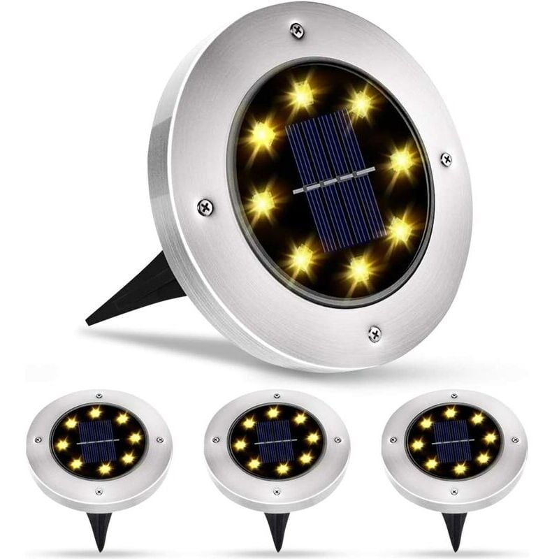4 pièces de lumière solaire souterraine lumière de jardin nouvelle cour extérieure jardin pelouse lumière Amazon réverbère étanche à la pluie 8LED
