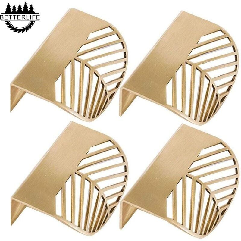 4pcs Forme des Feuilles Cabinet Pulls Laiton Doré Poignées De Meubles De Cuisine Porte De Cuivre Tirettes De Tiroir