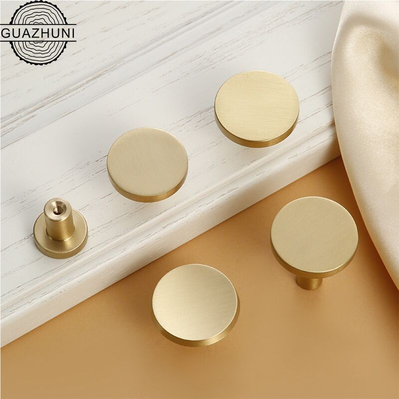 6 Pièces Boutons de Tiroir, Boutons de Meubles en Or, Boutons Armoire Ronds, Boutons de Tiroir en Laiton Doré, Poignees de Porte de Cuisine pour