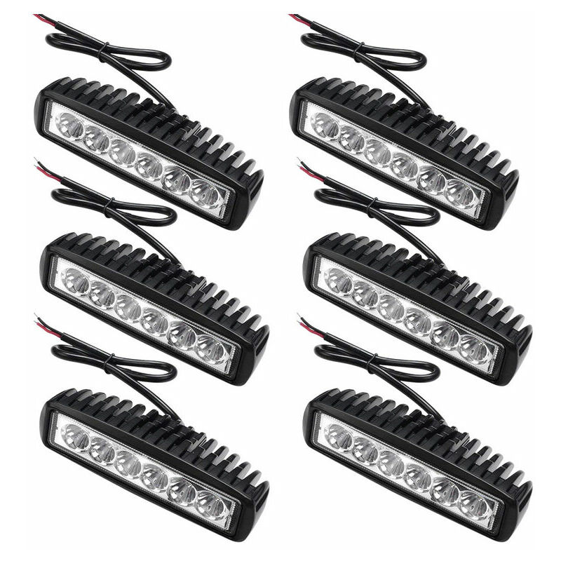 6 x 18W led de travail 12V 24V offroad projecteur pour tracteur, excavatrice, Projecteurs, IP67 - Noir