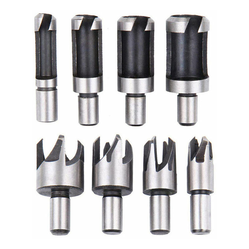 Ensoleille - 8pcs Fraise à Bouchonner Bois Outil de Coupe Bois Mèches Plug Cutter Perceuse Ensemble pour Travail du Bois 6mm /10mm/13mm/16mm,