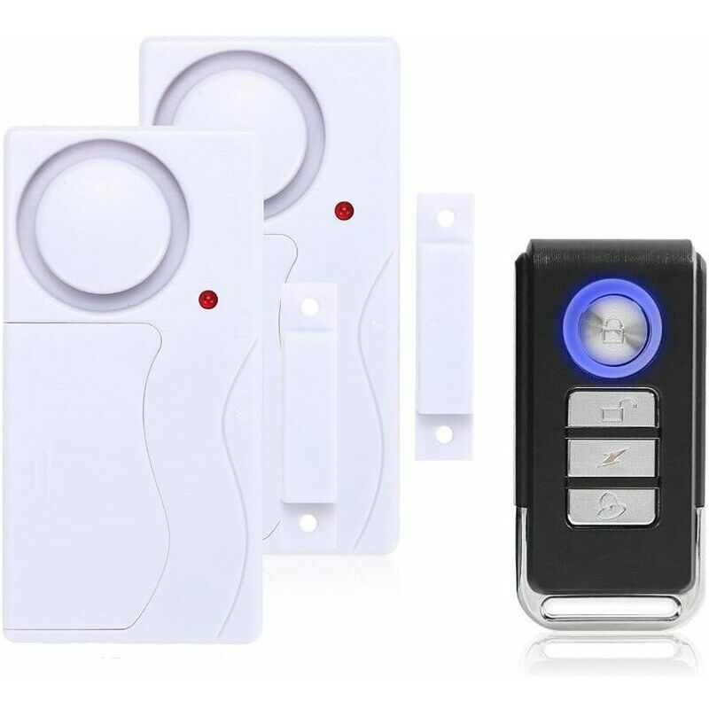 Ensoleille - Alarme de Porte et Fenêtre - Alarme Antivol sans Fil avec Télécommande, Facile à Installer, 105db Très Fort (Comprend 2 Alarme et 1