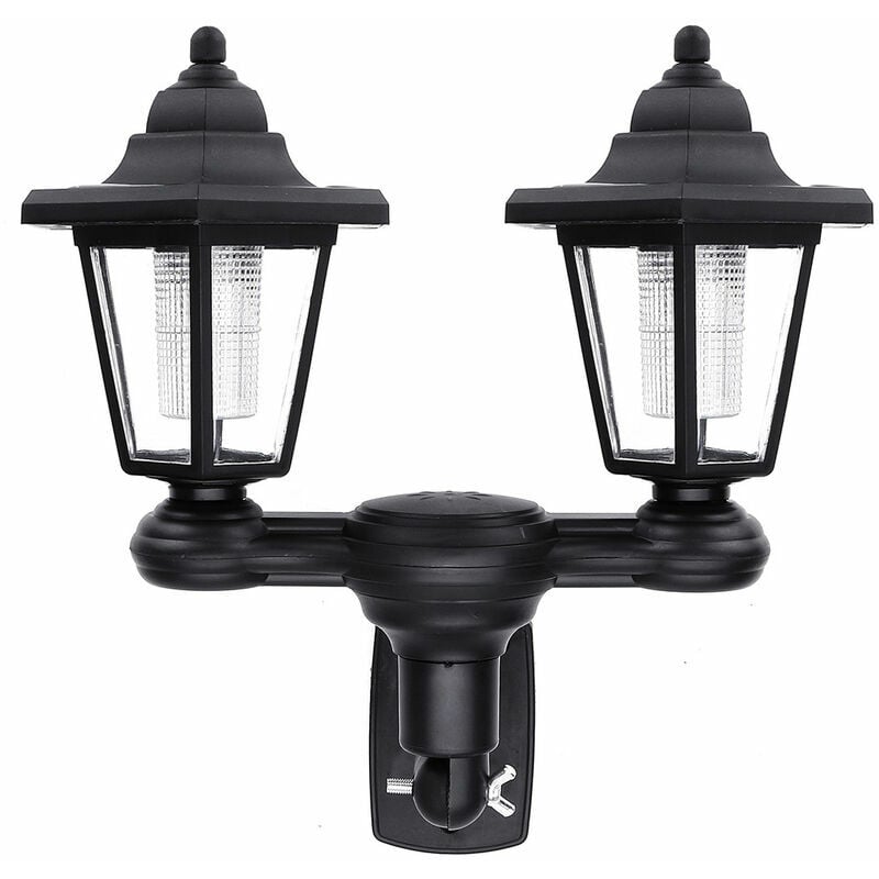 Ensoleille - Appliques murales à énergie solaire led double tête étanche rétro vintage crépuscule à l'aube controle de la lumière paysage jardin
