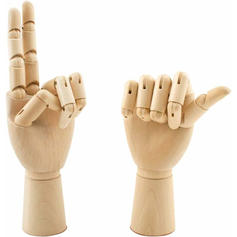 Ensoleille - Art Mannequin Main 2 Pcs En Bois Flexible Gauche et Droite Mannequin Modèle Croquis Jouet Cadeau 7 Pouces