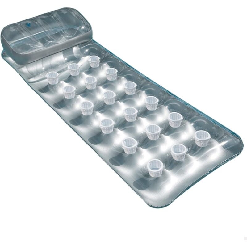 Ensoleille - Bain de soleil de luxe à 18 trous lit gonflable à eau à rangée flottante lit flottant à eau