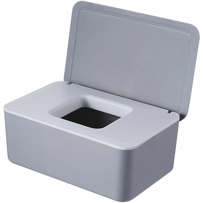Boîte de rangement pour lingettes humides, distributeur de lingettes humides avec couvercle, boîte de lingettes humides pour couches pour bébé (gris)