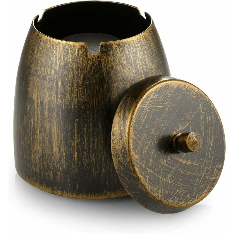 Ensoleille - Cendrier coupe-vent avec couvercle en acier inoxydable/grand cendrier coupe-vent et imperméable/cendrier de bureau pour intérieur et