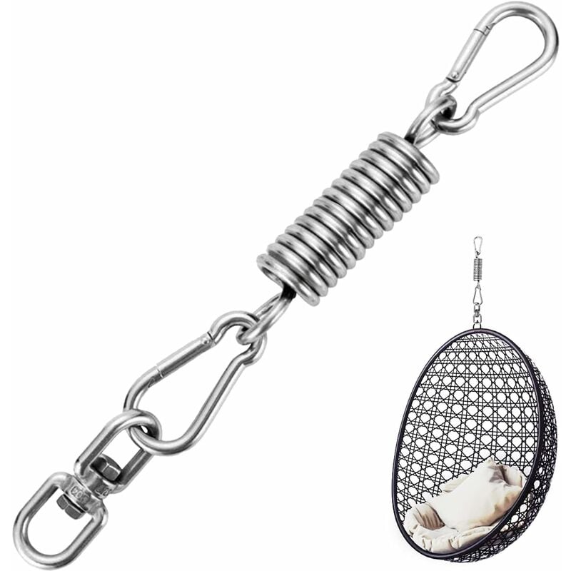 Ensoleille - Chaise suspendue à ressort, ressort oscillant pour chaise suspendue, avec 2 mousquetons et crochet pivotant à 360°, capacité de charge