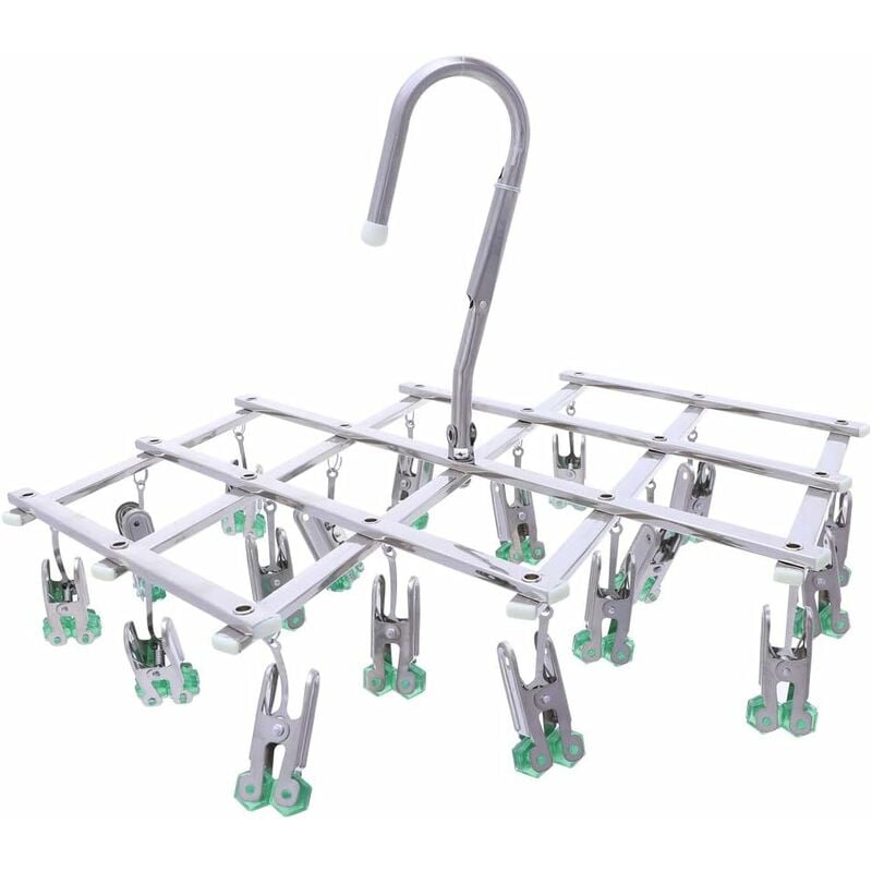 Cintre anti-gouttes, étendoir à linge en acier inoxydable, cintre à chaussettes, séchoir à sous-vêtements, 18 pinces à linge pour shorts, pliable,