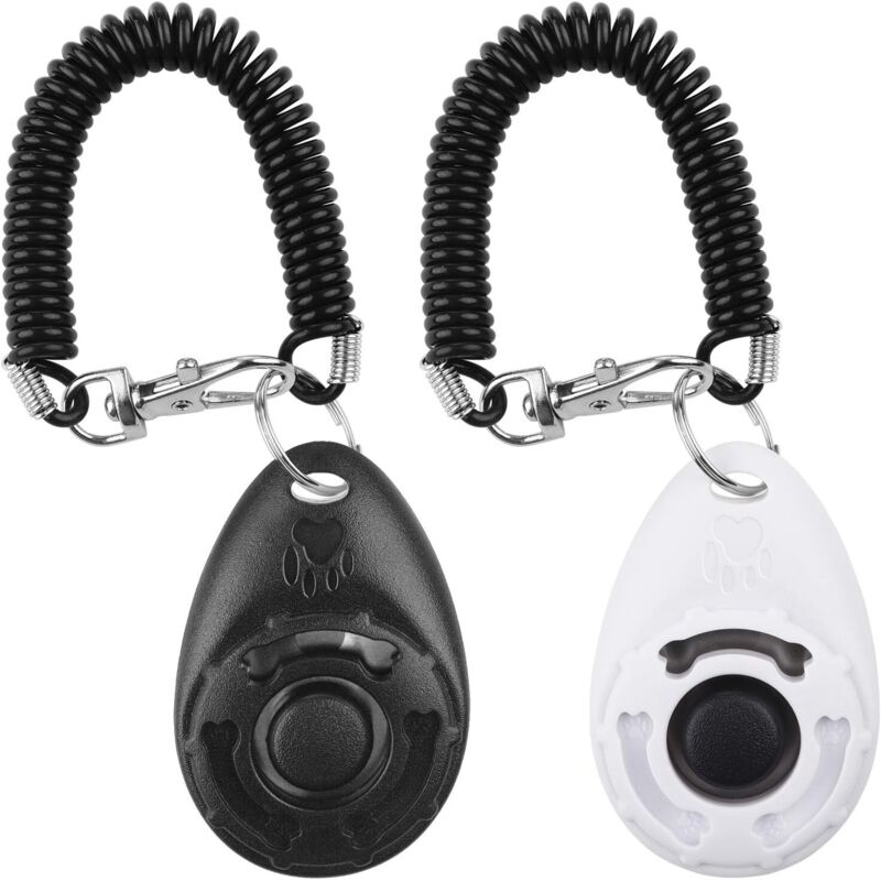 Clickers pour Chien, Clickers de Chien avec Dragonne élastique & Grand Bouton, Clicker Training, Professionnel Clicker Chien Dressage pour Chien,