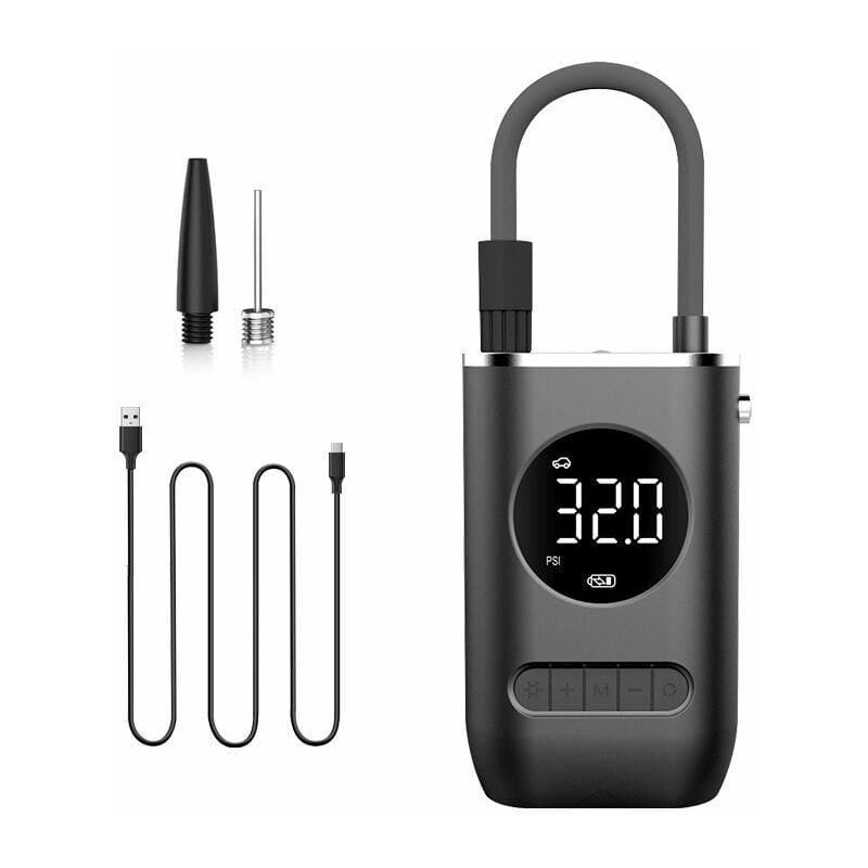 Ensoleille - Compresseur à Air Portatif, 150 psi Mini Pompe a Velo Electrique avec Affichage Numérique et Lumière led, Batterie 4000 mAh, Gonfleur