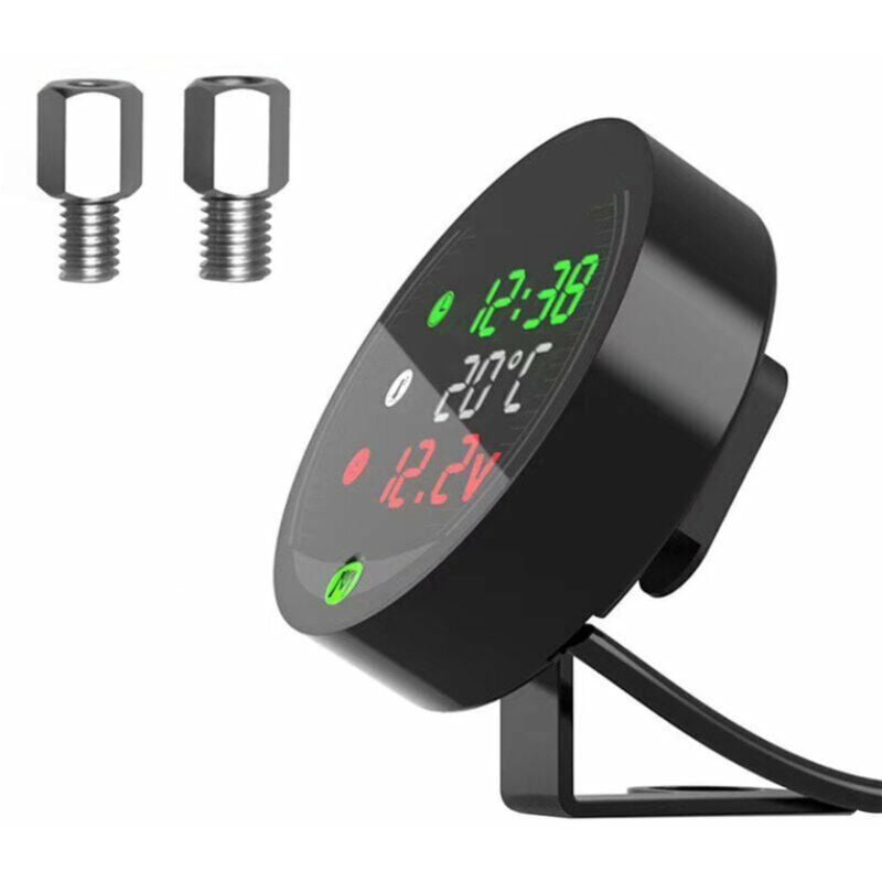 Ensoleille - Compteur de température d'eau modifié pour moto voltmètre 12V chronomètre usb téléphone portable chargeant 5-en-1 affichage numérique