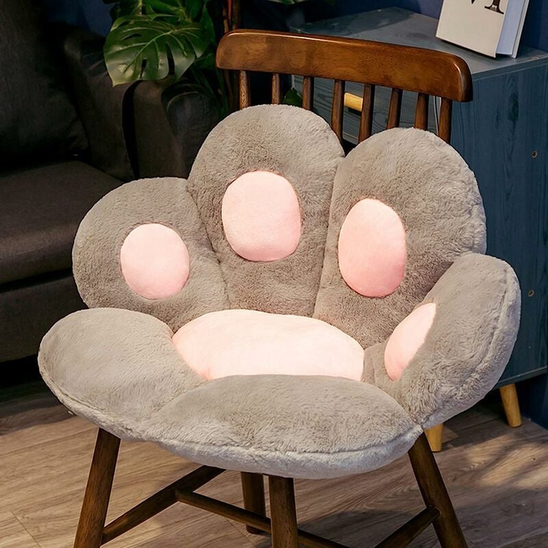 Ensoleille - Coussin de griffe de chat, coussin de siège en peluche doux et mignon, tapis de sol chaud en forme de patte de chat pour canapé de